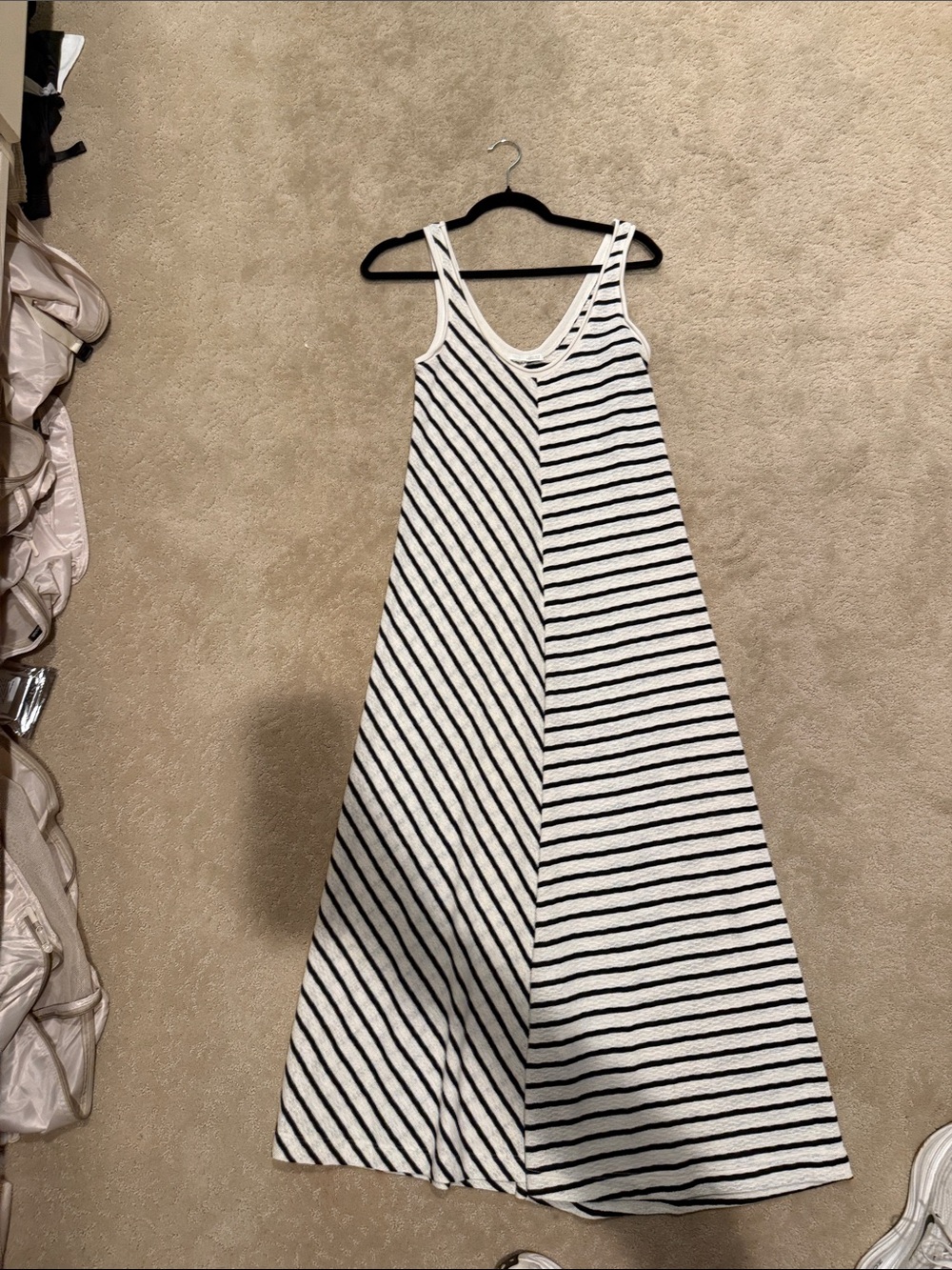 Zara Black & White Striped Maxi Tank Dress